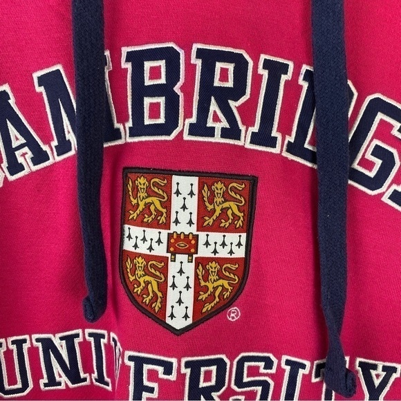 𝅺Cambridge University Casual Athleisure Pocket Hooded Sweatshirt Medium Pink - Picture 4 of 9